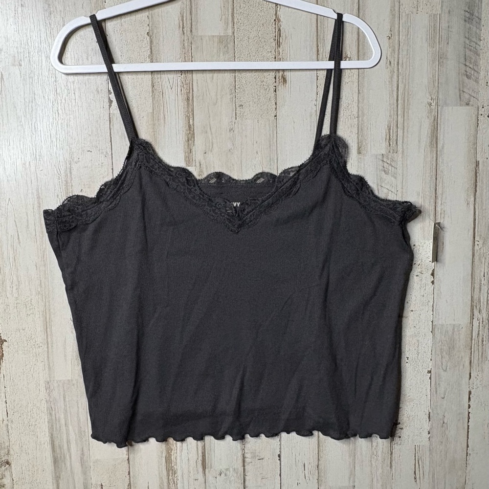 Old Navy Lace-Trim Cami Top Dark Panther Gray Size XXL NWT! - Picture 4 of 12